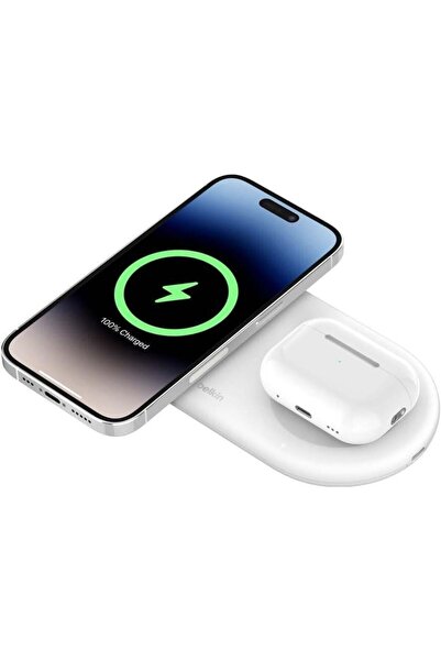 Belkin BoostCharge Pro 2'si 1 Uyumlu arada MageSafe Kablosuz Şarj İstasyonu -...