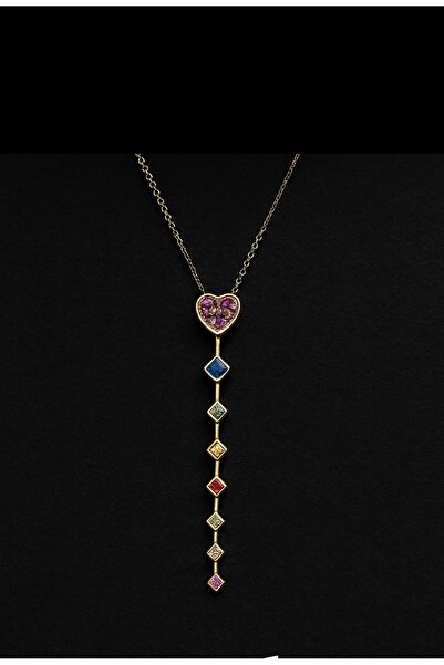 Çelik Kadın Rekli kalpli Y model kolye