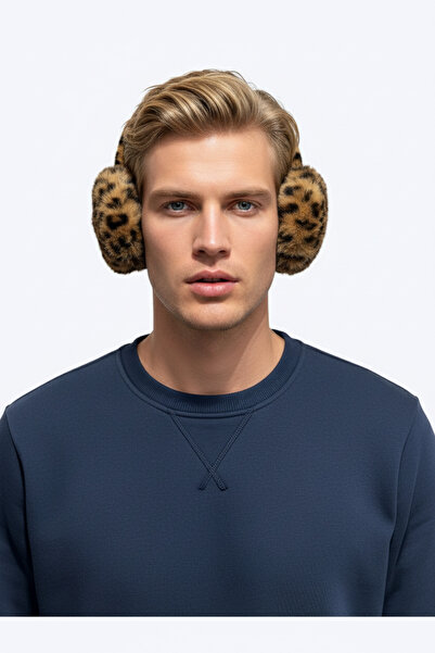 BUTİK1AVM Leopard Pattern Foldable Winter Earmuffs Unisex