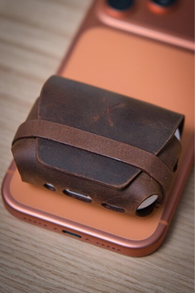 minimal X design AirPods Pro 2 Leather Case - Apple Compatible - Real Leather Handmade