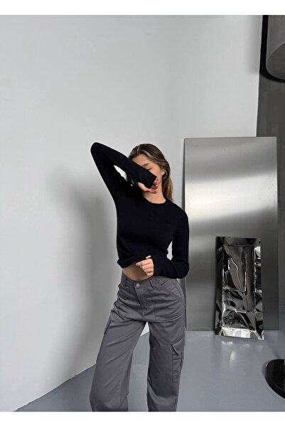 LOQFashion Women's Buzzy Finger-Looped Crew Neck Basic Bodysuit