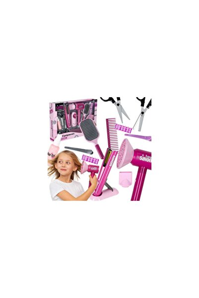 Three top online Hairdressing set for children hairdryer straightener light sound 15 items