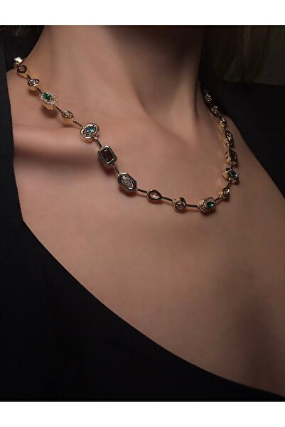 PALICE قلادة من الفولاذ متعددة الألوان مع حجر الباجيت