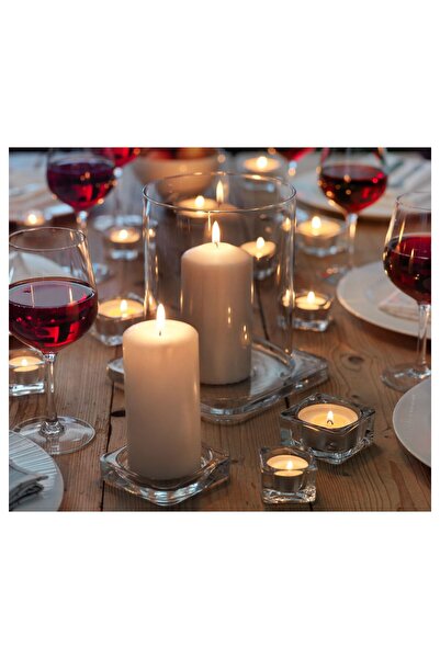 IKEA BLOK MUM 19 CM 70 SAAT + CAM MUM TABAĞI 10*10