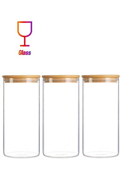 Sho Woo برطمانات تخزين زجاجية شفافة/بنية، مكونة من 3 قطع، مقاس 3.15 × 7.87 بوصة