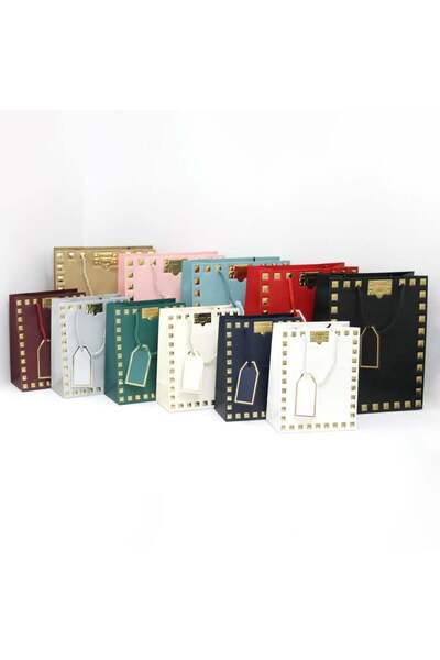 Generic 12 pieces of decorative gift bags with a gold frame