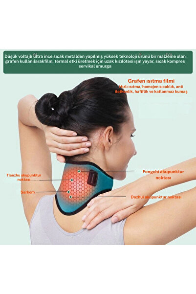 TeknoFaji USB Boyun Masaj Aleti, Servikal, 3 Seviye Sıcaklık, Elektrikli Zama...