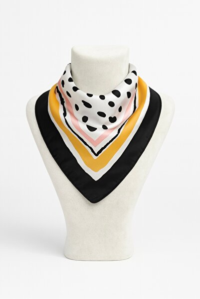 Vanelia Siyah Benekli Fular Bandana - 50x50 cm