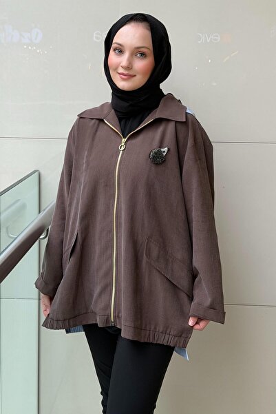 Ghisa Hooded Lining Striped Brooch Jacket