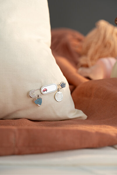 Silvano Jewelry 925 Ayar Gümüş Rodyum Kaplama Dualı Erkek Çocuk Bebek İğnesi