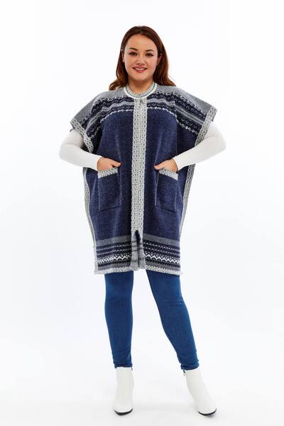 Laden Knitwear Women's Plus Size Bearded Poncho Bat Sleeve Winter Woolen Very Thick Oversized Mom Cardigan