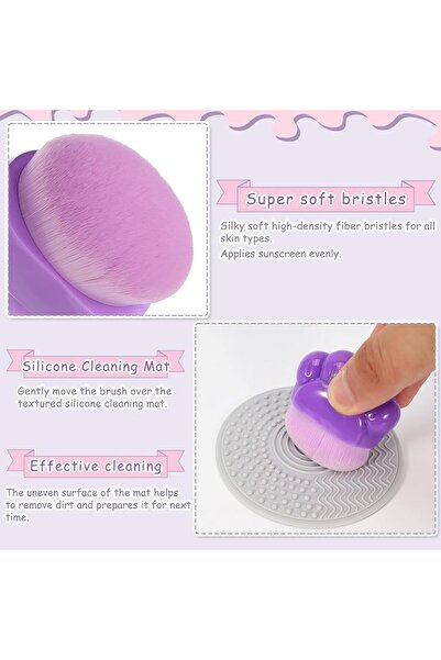 Generic 3-piece Kids Sunscreen Brush Set with Protective Case and Silicone Cleaning Pad