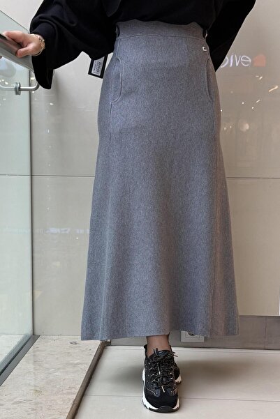 Ghisa Buy Apoletli Knitted Skirt with Pocket Detail