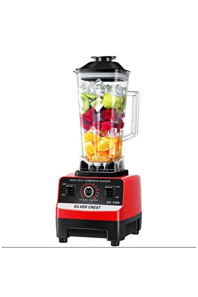 Silver Crest Professional Kitchen Blender 2 in 1, 2 L, copper motor, Red, 15 speeds, 4500W, 32000 RPM