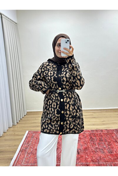 MOONSC Leopard Printed Knitwear Cardigan - Brown