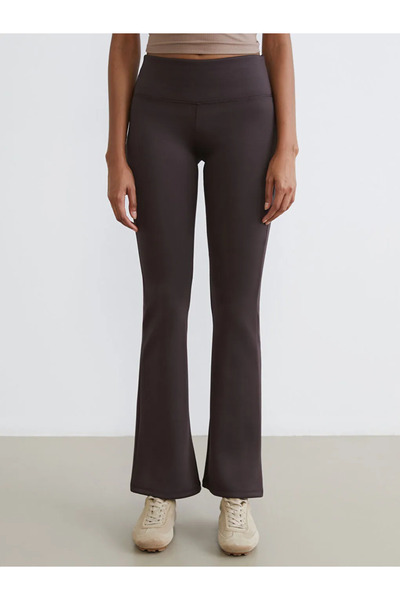 LC Waikiki KOOR SPORT Kahverengi Beli Lastikli Ispanyol Paça Kadın Spor Tayt