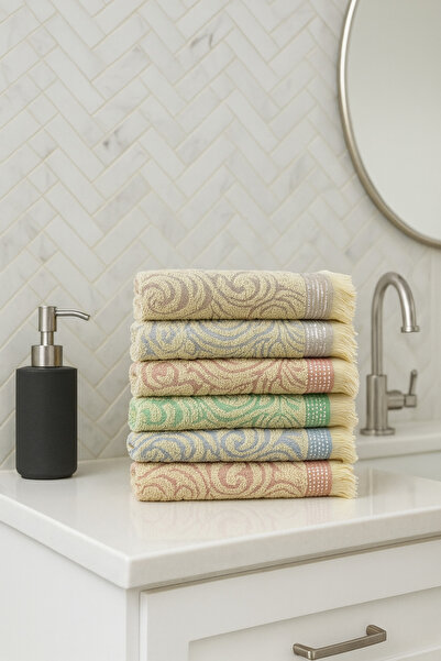 Gön Ev Tekstili مناشف يد من الجاكار مكونة من 6 قطع مصنوعة من القطن بنسبة 100%...