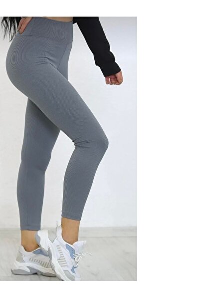 EDAMODA material reiat cu căptușeală din fleece , cu fleece în interior talie înaltă efect modelator Colanți CULOARE GREY