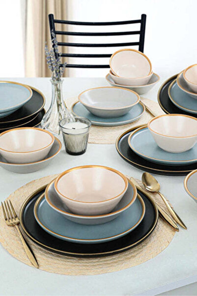 Asi Home 24-Piece Safir Ceramic Dinnerware Set - Pastel Multicolor