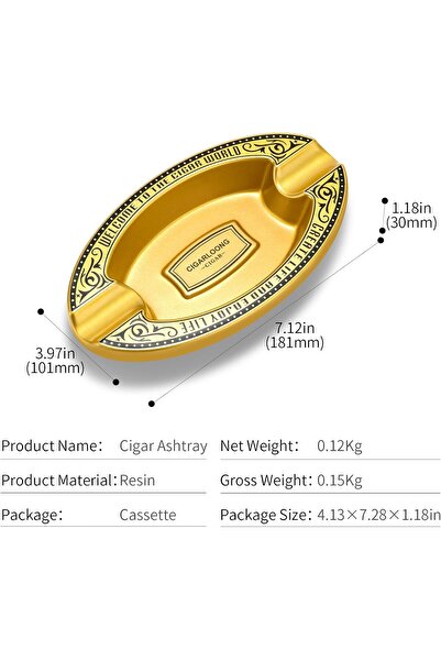 CIGARLOONG Cigar Ashtray Holds 2 Cigars Resin Desktop Cigar Holder - Black