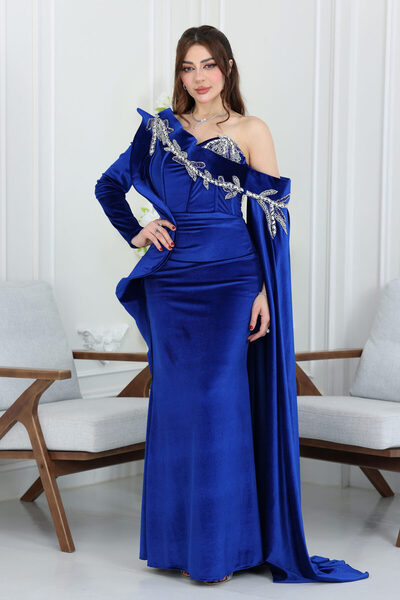 modern designer فستان سهرة مخمل فاخر