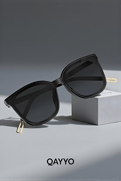 QAYYO Accessories Gentle Unisex Black Luxury Metal Hardware Sunglasses