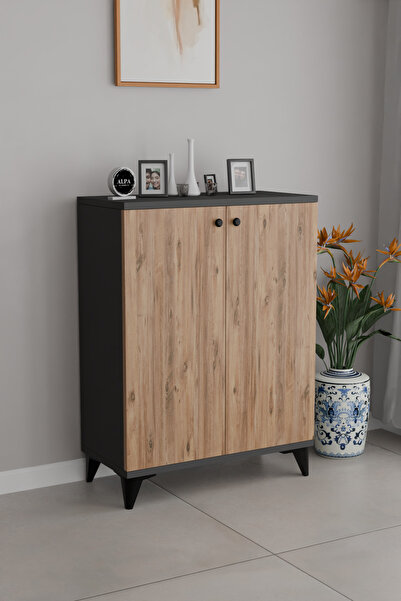 alpaevmobilya Modern Çift Kapaklı Ayarlanabilir Çok Raflı Ayakkabılık Ayaklı ...