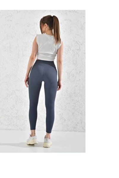 EDAMODA Corded Fabric Fleece-Lined , High Waist Shaping / Sculpting Leggings with Fleece Inside Indigo Color