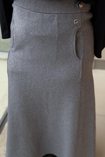 Ghisa Buy Apoletli Knitted Skirt with Pocket Detail