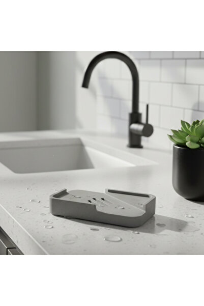 Fiyera Home حامل صابون مستطيل الشكل مع شبكة رمادية