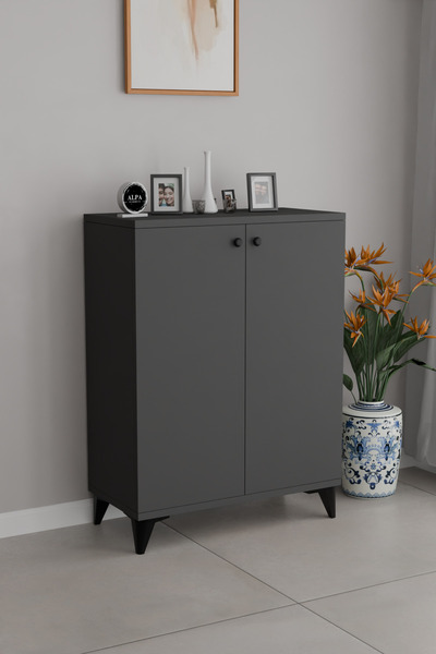 alpaevmobilya Modern Çift Kapaklı Ayarlanabilir Çok Raflı Ayakkabılık Ayaklı ...