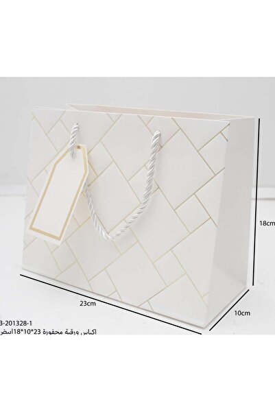 Generic 12 قطعة من اكياس ورقية راقية اللون أبيض الأبعاد 23×10×18