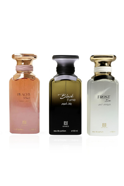 Ahmed Al Maghribi Black Fume, Frost Ice & Peachy Peach Perfume Premium 3-Piece Combo