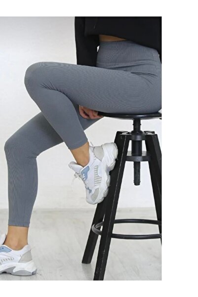 EDAMODA material reiat cu căptușeală din fleece , cu fleece în interior talie înaltă efect modelator Colanți CULOARE GREY