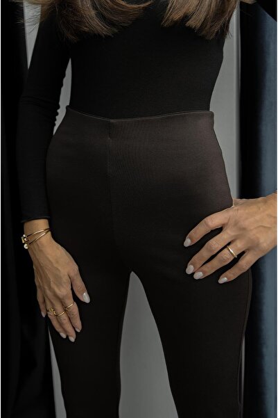Havoş Brown Leggings with Button Detail at the Cuffs