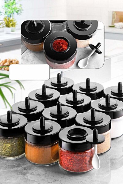 Asi Home Set of 12 Transparent Spice Bottles