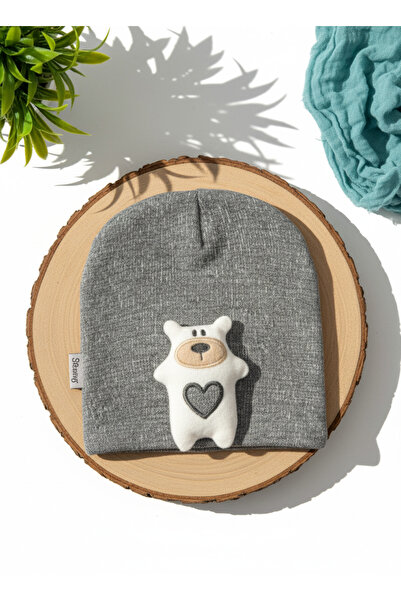 CloudStone قبعة قطنية مرنة للأطفال مع شكل دمية دب لطيفة