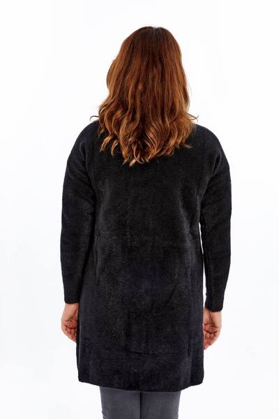 Laden Knitwear Plus Size Women's Coat Soft Thick High Quality Long Winter Black Mother Cardigan