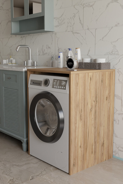 alpaevmobilya Modern Çamaşır Makinesi Kaplama Dolabı Tezgah Koruyucu Çok Amaç...