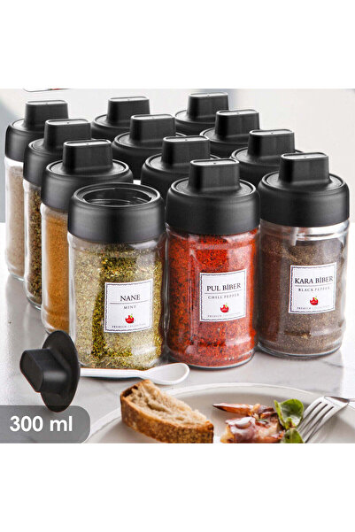 Asi Home Set of Spice Bottles, 12 Pieces, Black, Loki by