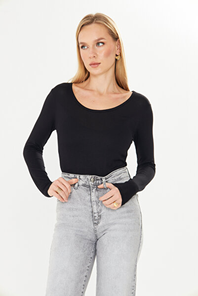 let s shine Wide Neckline Long Sleeve Bodysuit