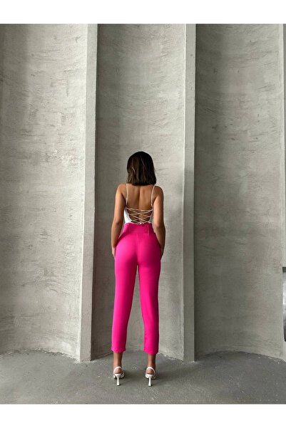ZENGEZUR MALL Drnds Belted Carrot Pants Fuchsia (05828) (Size: S)