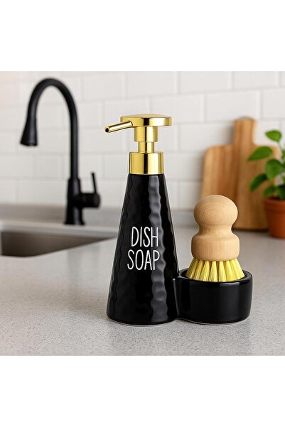 BUENOS Bambu Fırçalı Porselen Mutfak Sıvı Sabunluk
