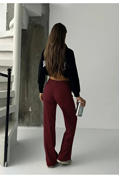 bamido Fit Comfort Beige Casual Trousers Burgundy A6011