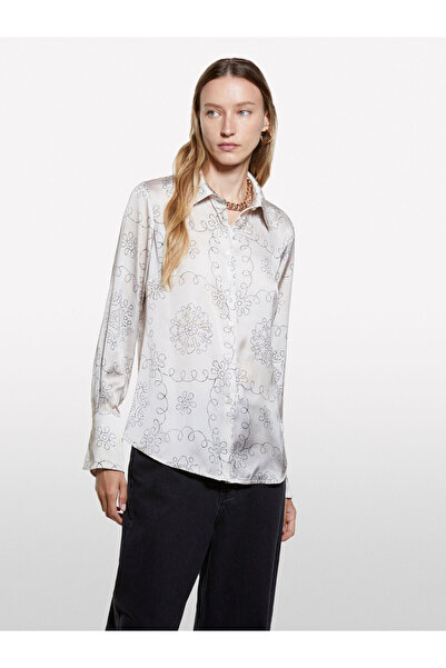 Sisley Kadın Desenli Regular Fit Saten Gömlek 325A5IAULQFF7-SIS65M