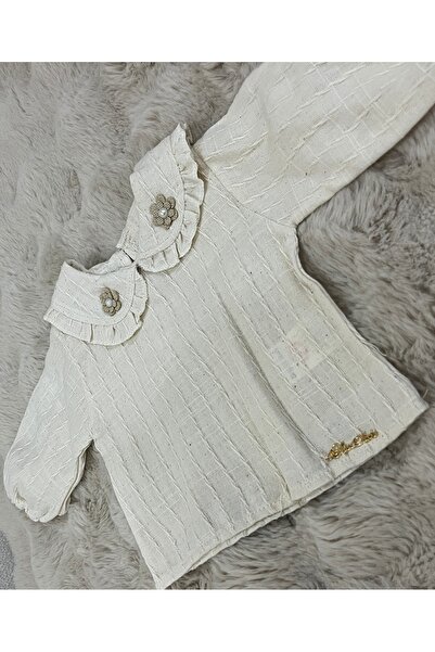 Miss Olix Bebe yaka çiçek detaylı kız çocuk gömlek