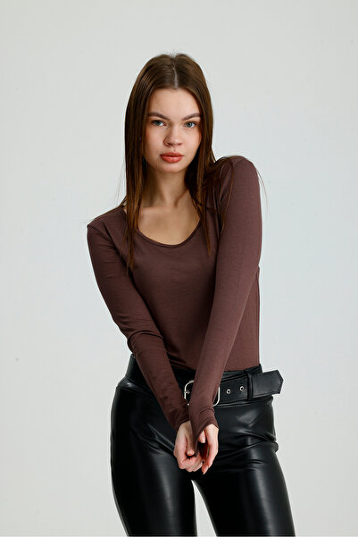 let s shine Wide Neckline Long Sleeve Bodysuit