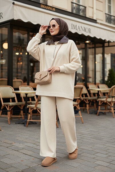 Aselim Hijap Moda Oslo Comfort Set – Thessaloniki Fabric Double Hijab Set Vanilla