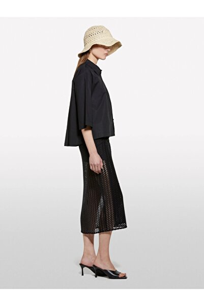 Sisley Crochet Lined Long Pareo Women's Black Skirt - 325P60Fsw800Q