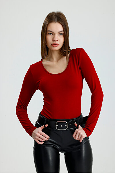 let s shine Wide Neckline Long Sleeve Bodysuit